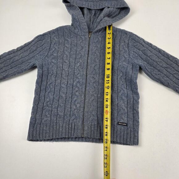 VTG Y2K Abercrombie & Fitch Sweater Womens M babydoll Hooded Cable Knit Wool - Picture 3 of 10
